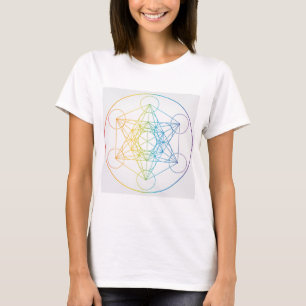 Metatron's Cube Illustration Rainbow Colors Sacre T-Shirt