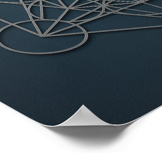 Metatron's Cube Navy Silver Poster (Ecke)
