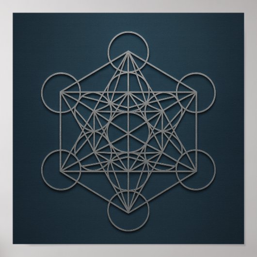 Metatron's Cube Navy Silver Poster (Vorne)