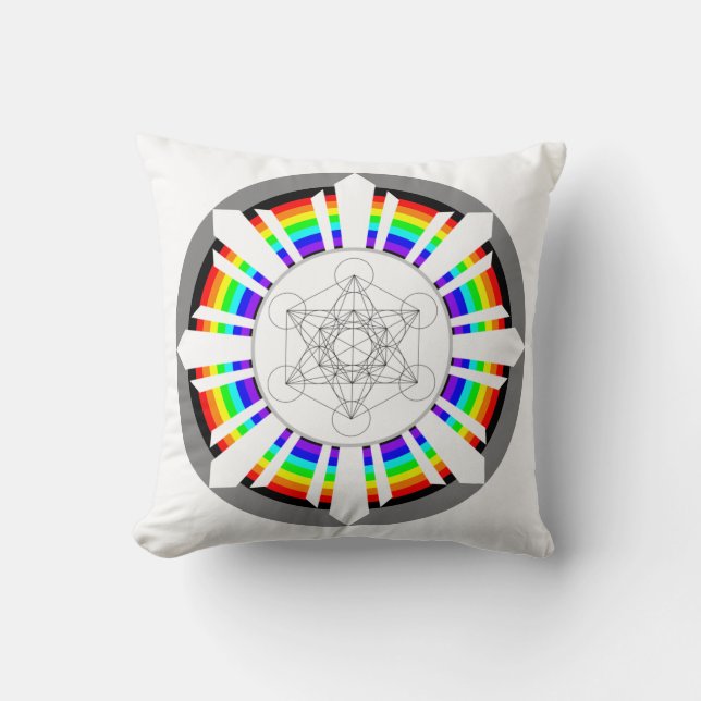 Metatrons Cube Rainbow Prism Kissen (Vorderseite)