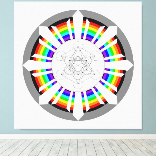 Metatrons Cube Rainbow Prism Leinwanddruck (Insitu (Holzboden))