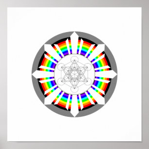 Metatrons Cube Rainbow Prism Poster