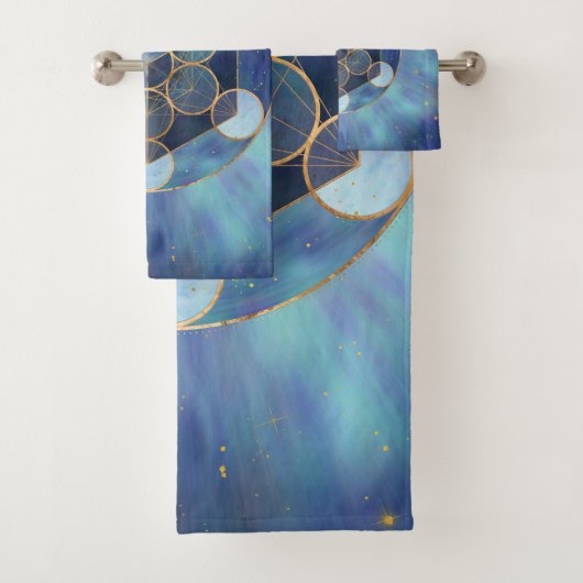 Metatrons Cube Sacred Geometry Badhandtuch Set (Insitu)