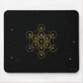 Metatron's Cube Sacred Geometry Black and Gold Mousepad (Vorne)