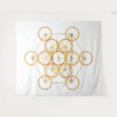 Metatron's Cube Sacred Geometry - Kupfer und Gold Wandteppich (Vorderseite (Horizontal))