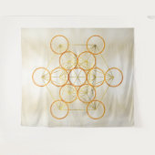 Metatron's Cube Sacred Geometry - Kupfer und Gold Wandteppich (Vorderseite (Horizontal))