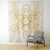 Metatron's Cube Sacred Geometry - Kupfer und Gold Wandteppich (Beispiel)