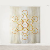 Metatron's Cube Sacred Geometry - Kupfer und Gold Wandteppich (Vorderseite)