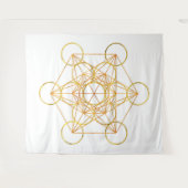 Metatron's Cube Sacred Geometry - Kupfer und Gold Wandteppich (Vorderseite (Horizontal))