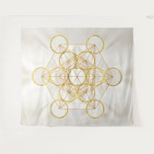 Metatron's Cube Sacred Geometry - Kupfer und Gold Wandteppich (Vorderseite (Horizontal))