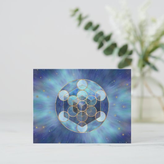 Metatrons Cube Sacred Geometry Postkarte (Stehend Vorderseite)