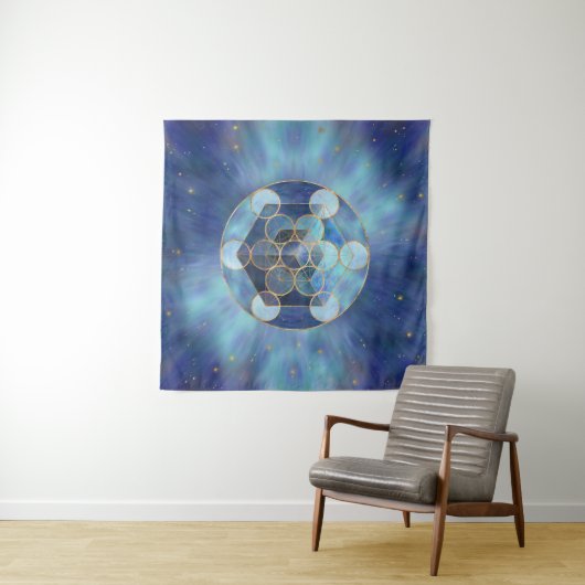 Metatrons Cube Sacred Geometry Wandteppich (Beispiel (Horizontal))