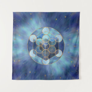 Metatrons Cube Sacred Geometry Wandteppich