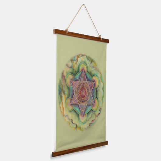 Metatrons Cube Sacred Geometry Wandteppich Mit Holzrahmen (Gewinkelt)