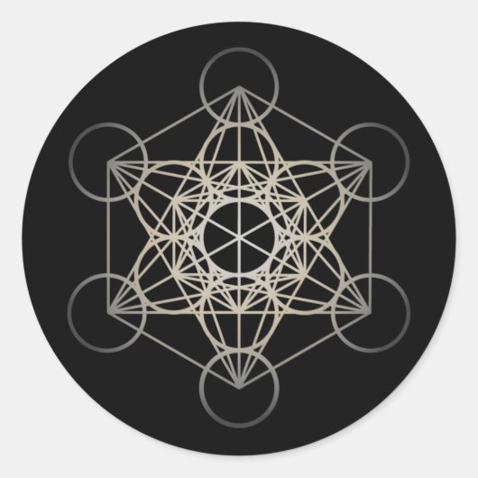 Metatron's Cube - Silver Version Runder Aufkleber (Vorderseite)