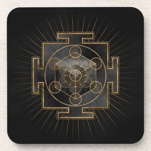 Metatrons Cube Sri Yantra Sacred Geometry Getränkeuntersetzer (Vorderseite)
