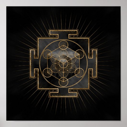 Metatrons Cube Sri Yantra Sacred Geometry Poster (Vorne)