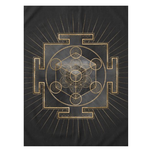 Metatrons Cube Sri Yantra Sacred Geometry Tischdecke (Vorderseite)