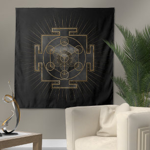 Metatrons Cube Sri Yantra Sacred Geometry Wandteppich