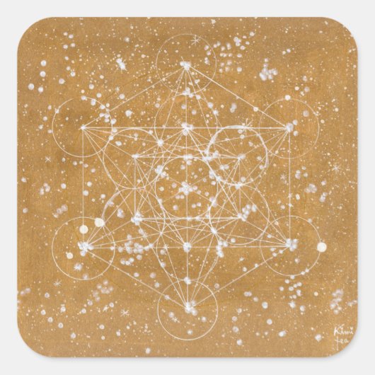 Metatrons Kube Stecker Quadratischer Aufkleber (Vorderseite)
