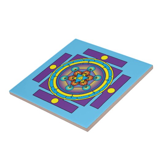 Metatrons Würfel Merkaba Mandala Fliese (Seite)