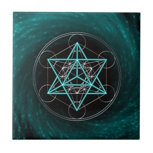 Metatrons Würfel -  Merkaba - Stern Tetraeder Fliese (Vorderseite)
