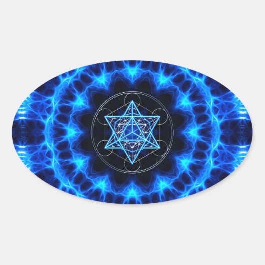 Metatrons Würfel -  Merkaba - Stern Tetraeder Ovaler Aufkleber (Vorderseite)