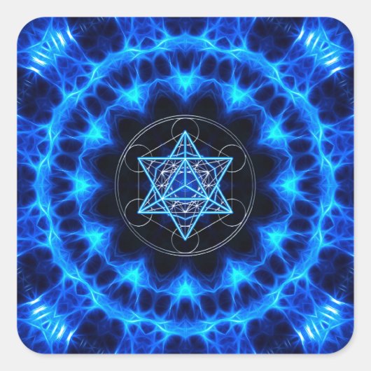 Metatrons Würfel -  Merkaba - Stern Tetraeder Quadratischer Aufkleber (Vorderseite)