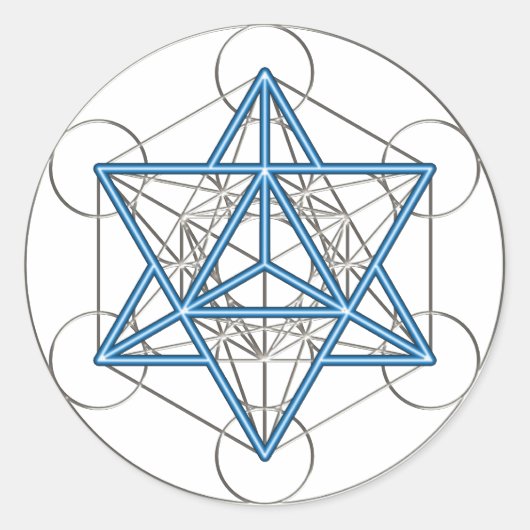 Metatrons Würfel - Merkaba - Stern Tetraeder Runder Aufkleber (Vorderseite)