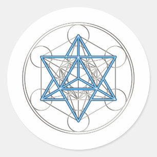Metatrons Würfel -  Merkaba - Stern Tetraeder Runder Aufkleber