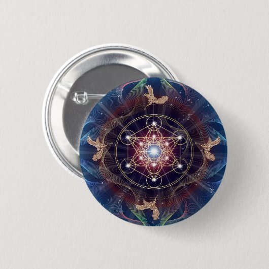 Metatrons Würfel - Merkabah Button (Vorne & Hinten)