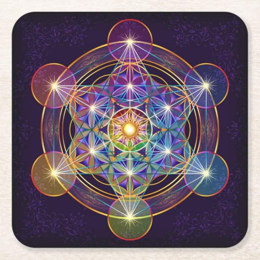 Metatrons Würfel mit Blume des Leben-Untersetzer Rechteckiger Pappuntersetzer (Vorderseite)