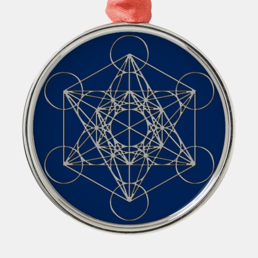 Metatrons Würfel Silbernes Ornament (Vorne)