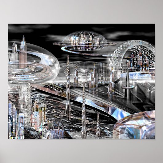 Metempirics Futuristic City Print Poster (Vorne)