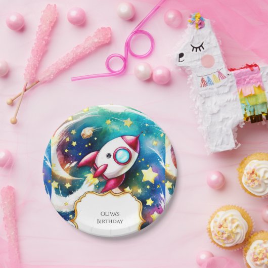 Meteor Pastel Rocket Geburtstag Pappteller (Party)