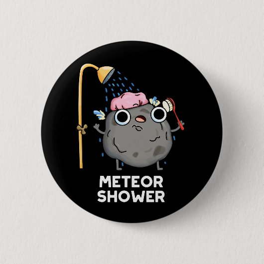 Meteor Shower Funny Science Pub Dark BG Button (Vorderseite)