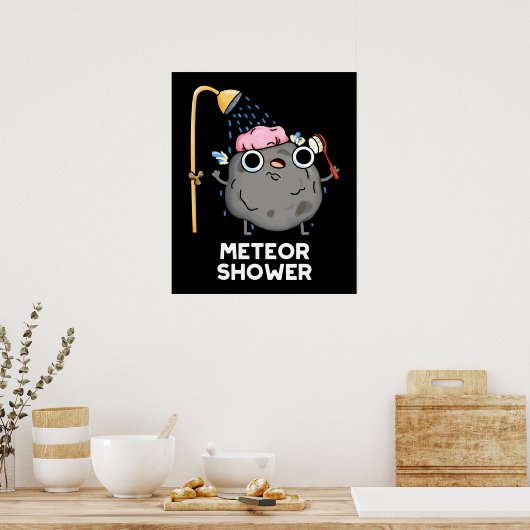 Meteor Shower Funny Science Pub Dark BG Poster (Küche)