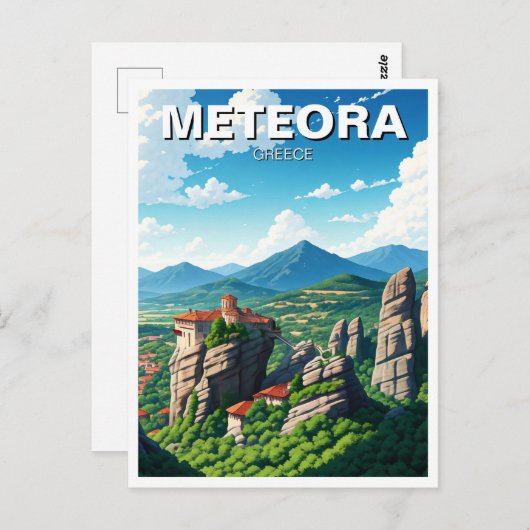 Meteora Greece Travel Postkarte (Vorne/Hinten)