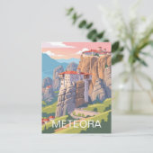 Meteora Greece Travel Postkarte (Stehend Vorderseite)