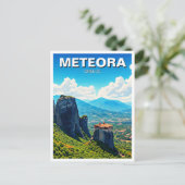 Meteora Greece Travel Postkarte (Stehend Vorderseite)