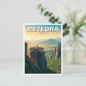 Meteora Greece Travel Postkarte (Stehend Vorderseite)