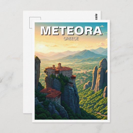 Meteora Greece Travel Postkarte (Vorne/Hinten)