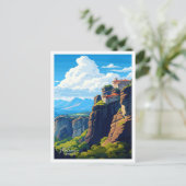 Meteora Greece Vintage Reise Illustration Postkarte (Stehend Vorderseite)