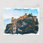Meteora Greece Watercolor Travel Postkarte (Vorderseite)