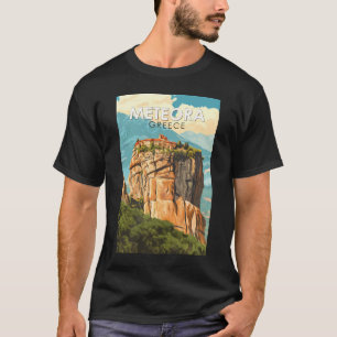 Meteora Griechenland Illustration Reise Kunst Vint T-Shirt