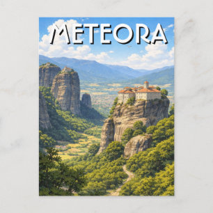 Meteora Griechenland Reise Landschaft vintage Postkarte