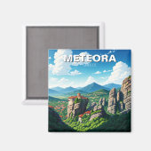 Meteora Griechenland Reise Magnet (Vorderseite/Rückseite)