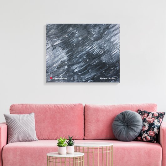 Meteordusche Rotes Herz Stretchierte Canvas Print Leinwanddruck (Insitu (Wohnzimmer))