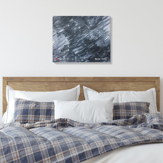 Meteordusche Rotes Herz Stretchierte Canvas Print Leinwanddruck (Insitu (Schlafzimmer))