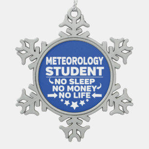 Meteorologie Student No Life oder Money Schneeflocken Zinn-Ornament